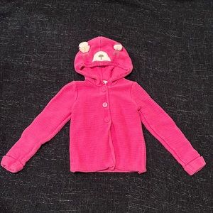 Gymboree 5T Pink Cardigan Sweater with Bear Ears